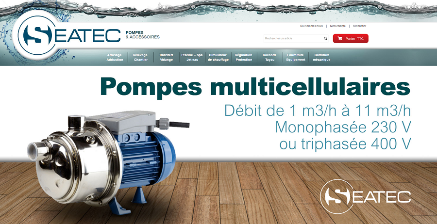 Création du site de eCommerce www.seatec.fr dédié à la commercialisation de pompes
